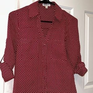 Express dress shirt maroon polka dot size ax